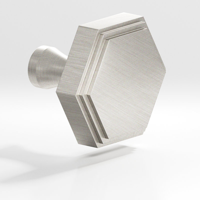 Poignée d'armoire hexagonale avec poteau évasé, Nickel satiné, L 1,72 po x l 1,5 po