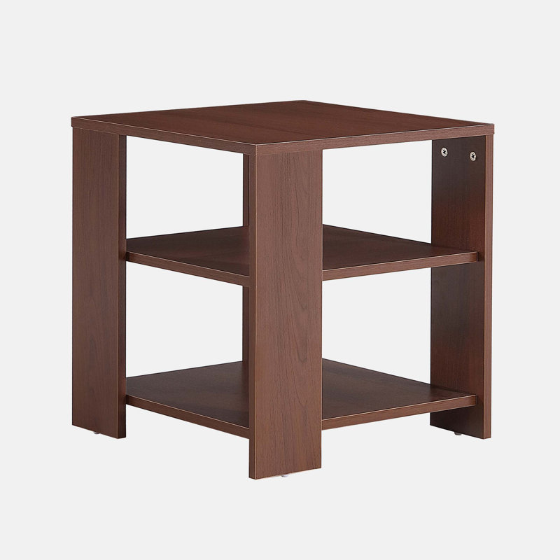 Ellierose Square side table,simple style design,3-tier end table, classic brown
