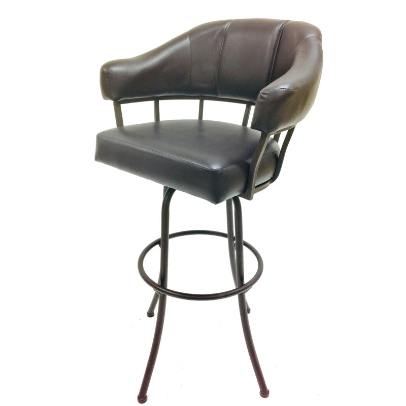 Swivel Upholstered Genuine Leather Counter Stool