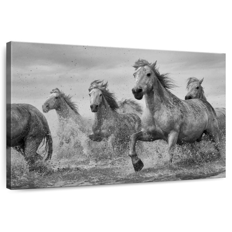Brampt Sprinting Camargue Horses, 8" H x 12" W