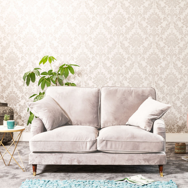 Fabiola 2 Seater Velvet Loveseat, Silver