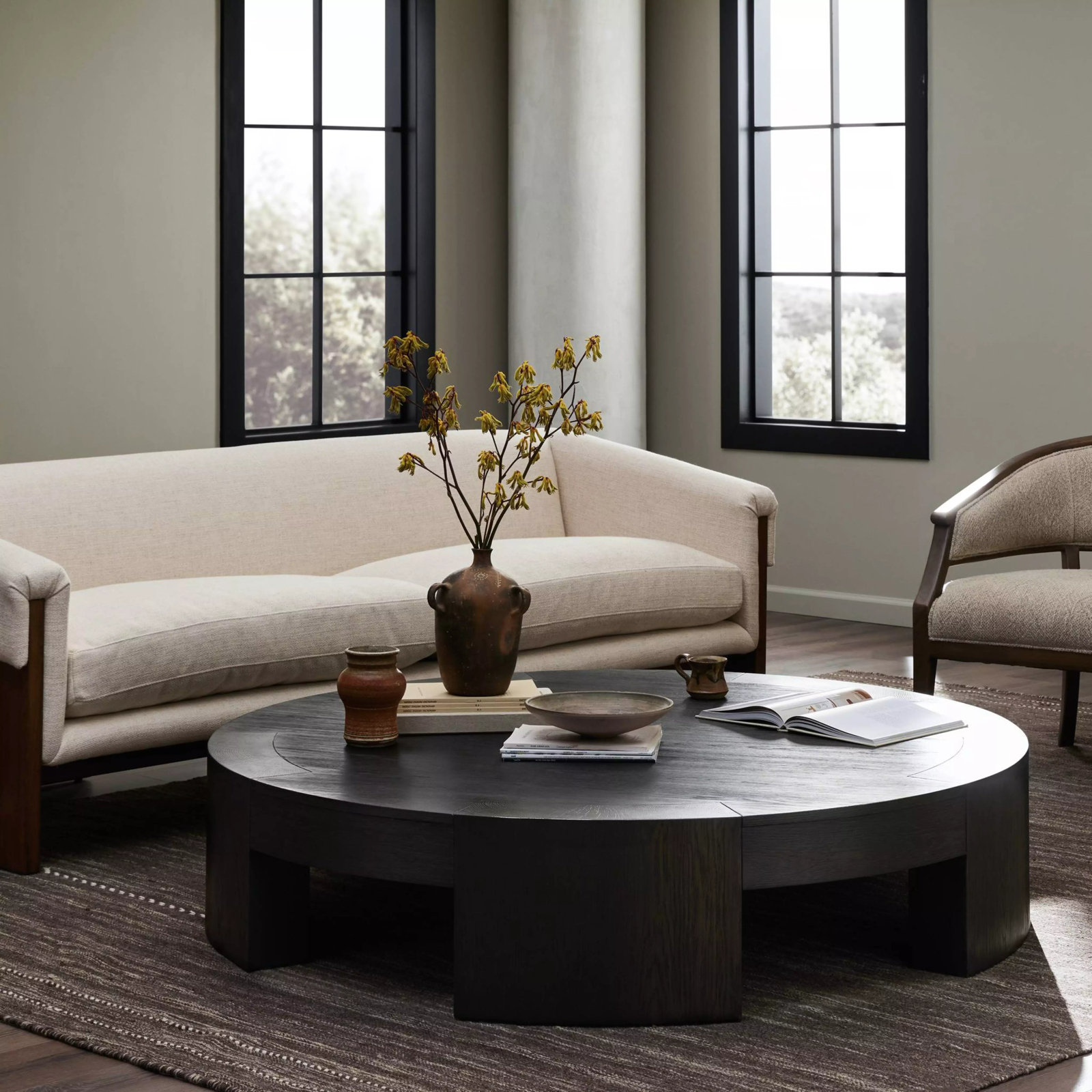 Bourges Coffee Table, Charcoal Oak Veneer, 13" H x 60" L x 60" W