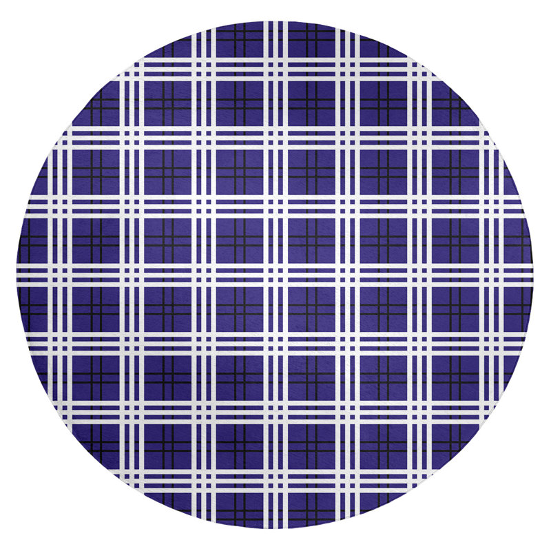 Plaid Indoor Rug, Round 5'