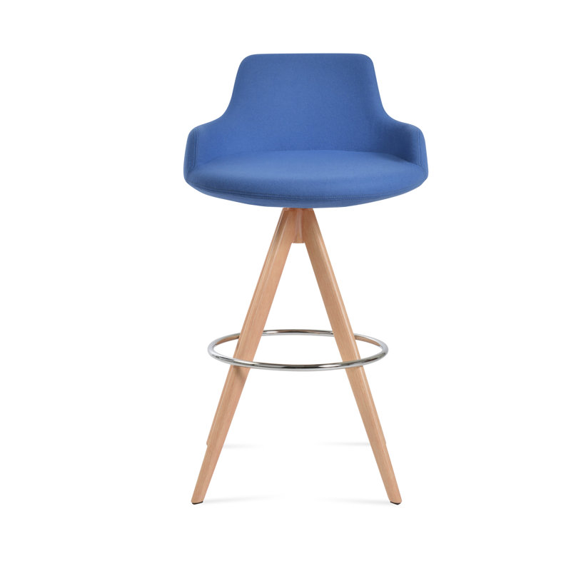Tabouret de derviche, Naturel, Bleu ciel, Tabouret de bar (siège d'une hauteur de 29,5 po)