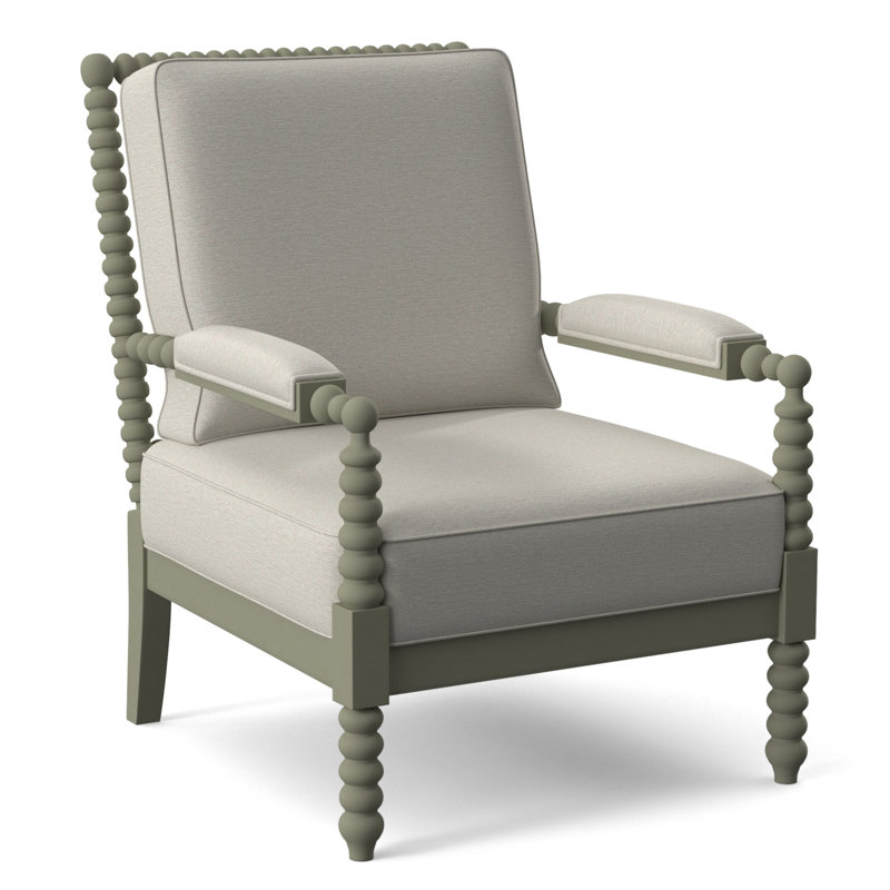 Fauteuil Jamilla Sabrina, Finition pierre grise, Tissu blanc performance 0851-94