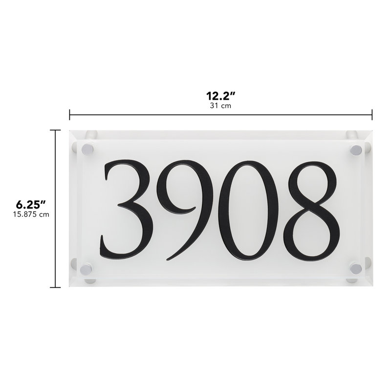 Frosted Beveled Crystal Trajan Engraved 1-Line Address Sign, Black, Yes