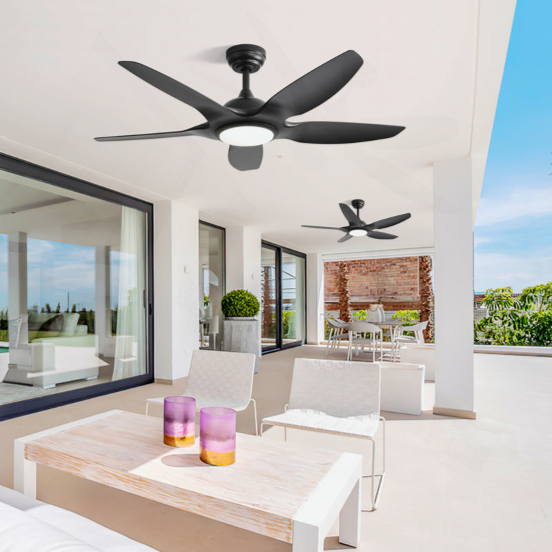 Lakenzie 48'' 5-Blade Modern Ceiling Fan with LED Light and Remote Control, Black