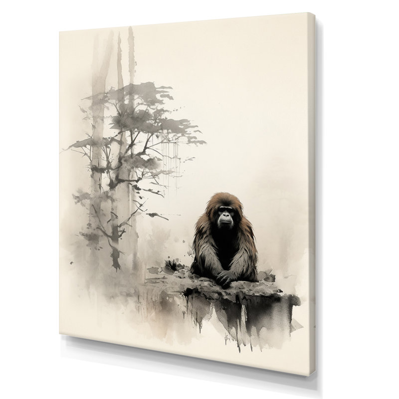 «Kiriak Asian Art Orangutan Sumi II», reproduction sur toile, H 44 po x l 34 po x P 1,5 po, Toile tendue