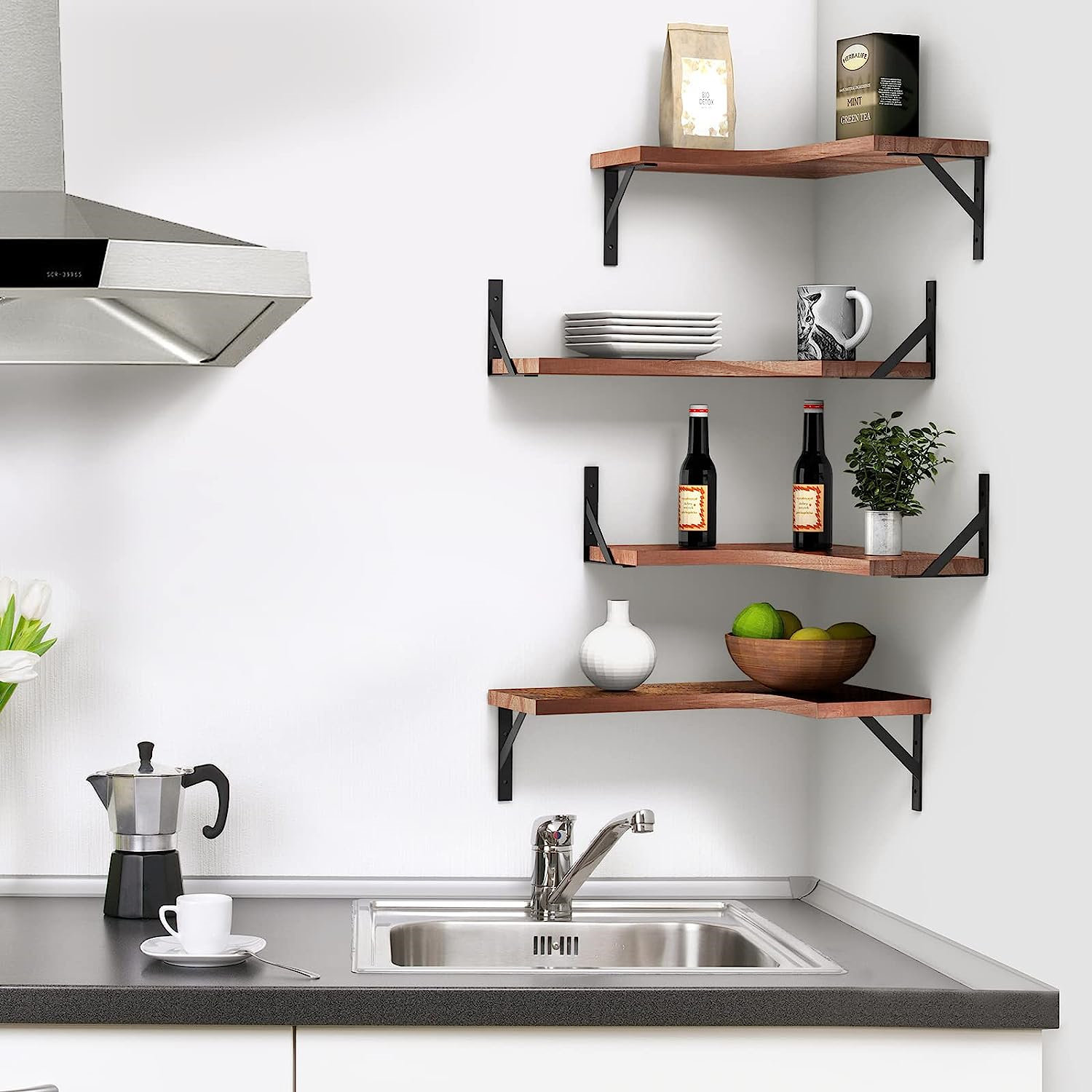 Everly Quinn Doyna 4 Piece Corner Shelf & Reviews | Wayfair