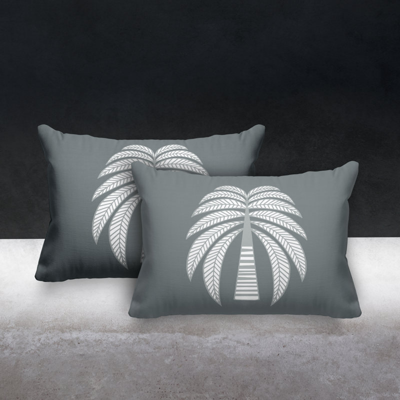 Polyester / Mélange de polyester Housse de coussin rectangulaire intérieure / extérieure lombaire et insert, Gris