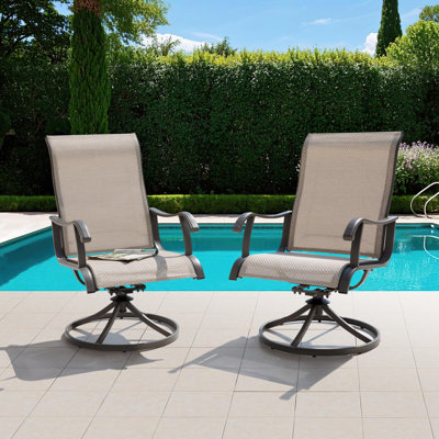 Patio 2-piece Outdoor Textilene Dining Chairs With Smooth Swivel Design by Red Barrel Studio