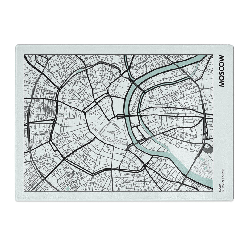 Map Moscow Russia Chopping Board, 20cm W x 28.5cm L