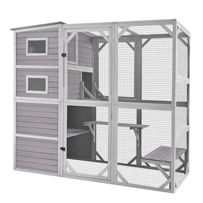  Grande maisonnette pour chat à 4 niveaux pour chats d'intérieur avec toit résistant aux intempéries, 3 salles de repos, 3 plateformes et 5 fenêtres