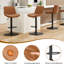 Tabourets de bar réglables et pivotants bruns de 2, hauteur de chaises en cuir PU avec support pour îlot de cuisine, design rustique moderne et stable