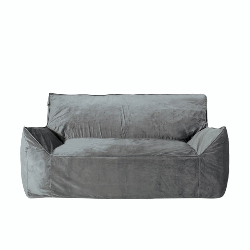 Grand canapé à billes en velours, Velours taupe, 32" H x 60" W x 40" D