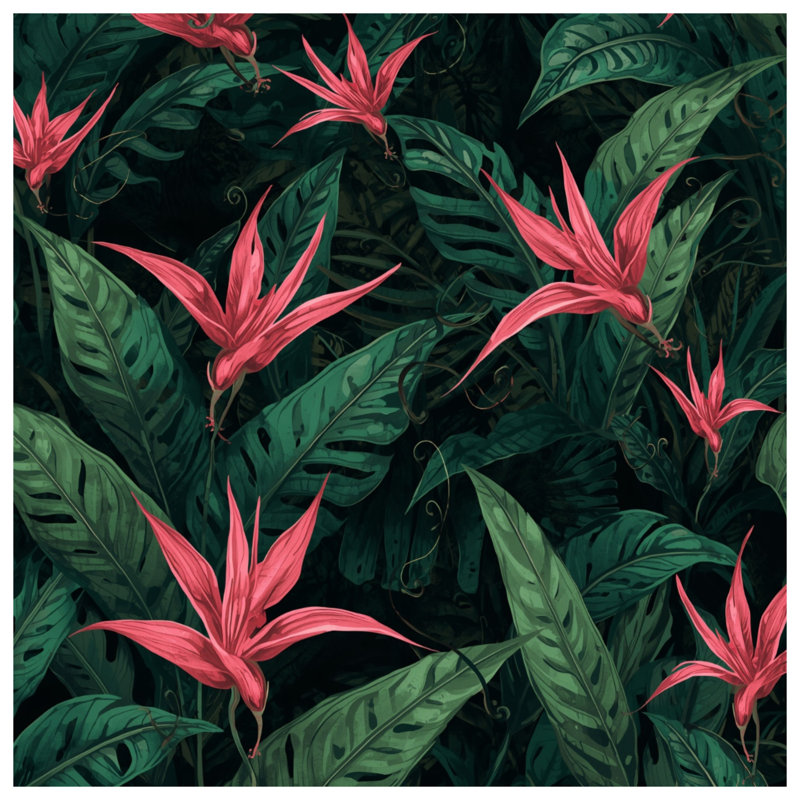 Coussins décoratifs roses à motif de fleurs tropicales, 20 x 20 pouces