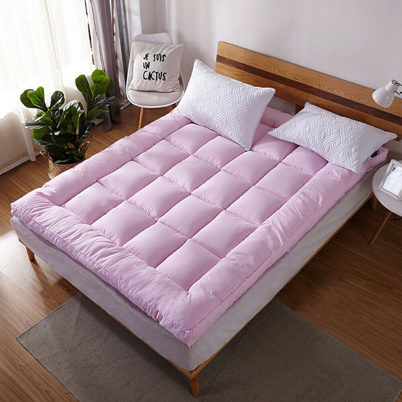 Surmatelas ajusté Protecteur de literie 72D respirant matelassé respirant rembourré doux, Lit double, Rose