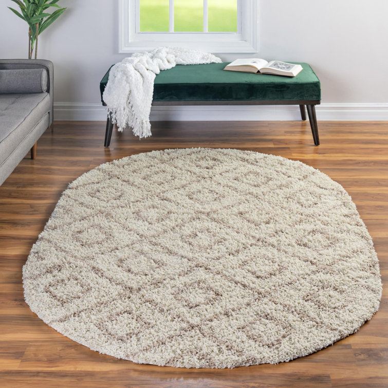 Tapis à poils longs treillis beige Rugs.com