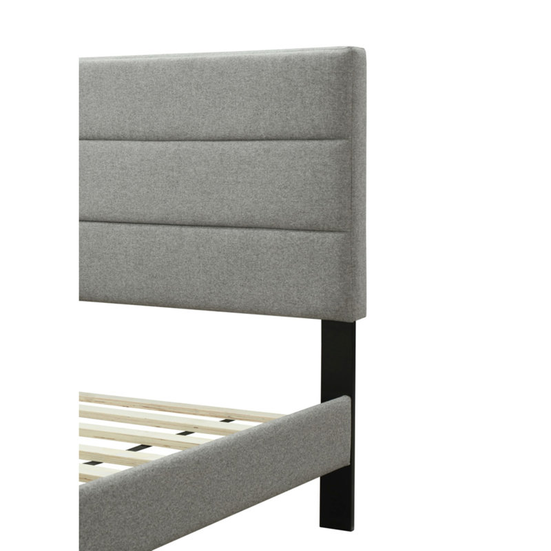 King Sized Bed In A Box With Charging - Gray Upholstered Headboard Fabric Channel