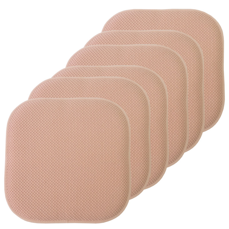 Honeycomb Non-Slip Indoor Chair Cushions, Blush, 6-Pack