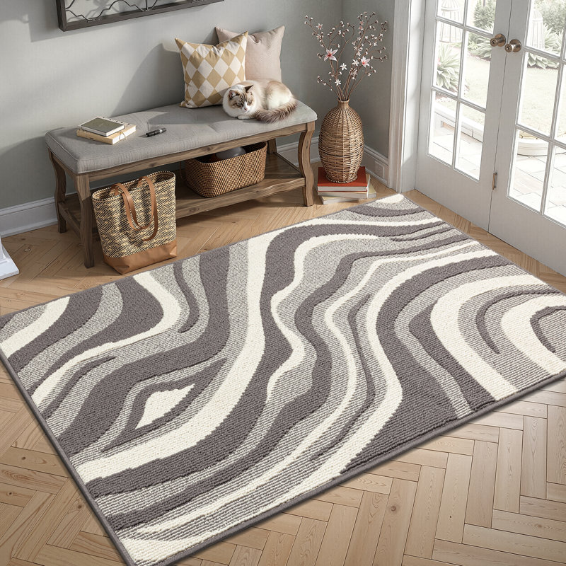 Tapis d'entrée antidérapant lavable, L 36 po x L 60 po, Gris