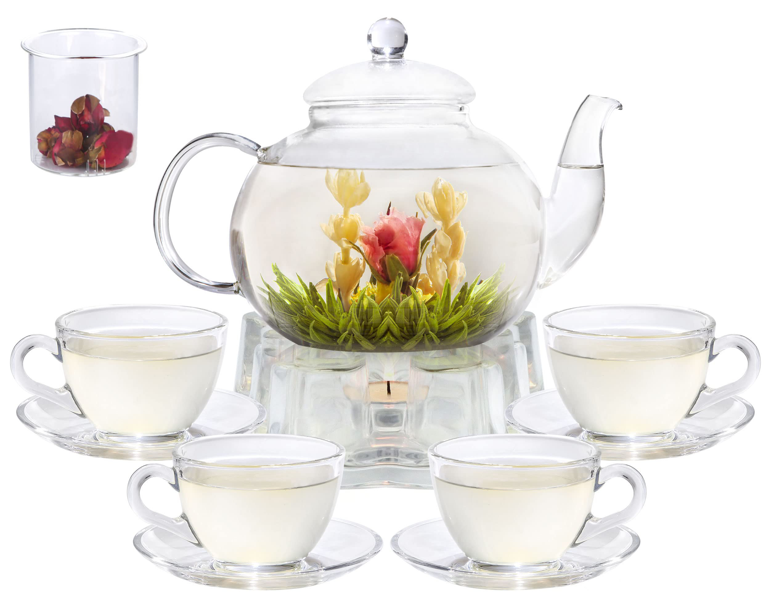Théière en Verre Bouilloire de thé sûre pour la cuisinière 1500 ML avec infus