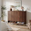 29.52 Inches Walnut 6-Tier Wooden Entryway Shoe Storage Cabinet With Doors