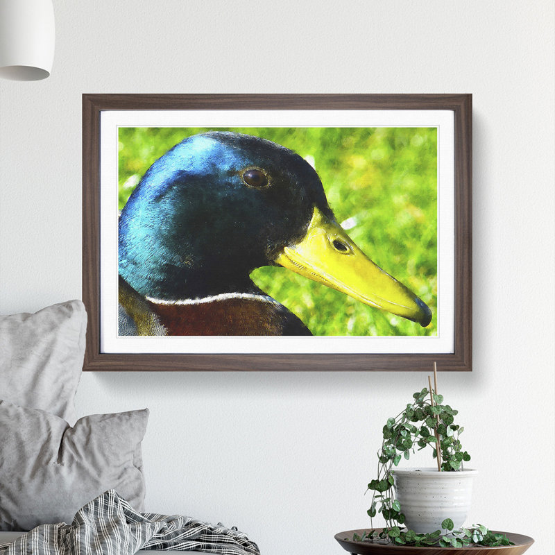 Mallard Duck - Picture Frame Painting, Walnut Framed, 27cm H x 36cm W x 2cm D