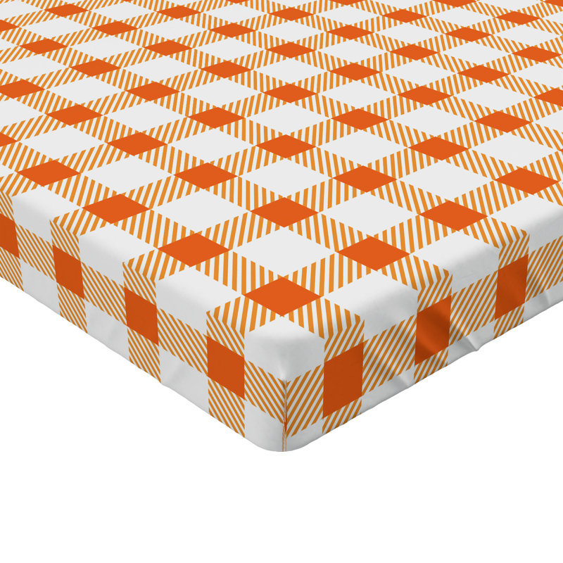 Ensemble de 2 draps-housses Ambesonne, Orange, blanc / vichy, Drap-housse simple TG