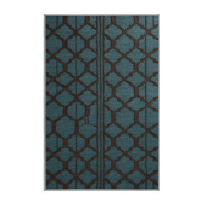 Machine Washable Trellis Green Area Rug