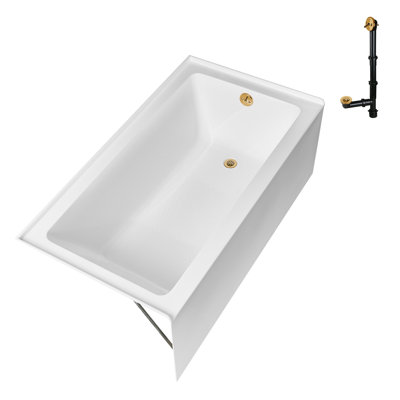 Streamline 60 in. x 30 in. Acrylic Right-Hand Drain Alcove Bathtub in Glossy White With External Drain