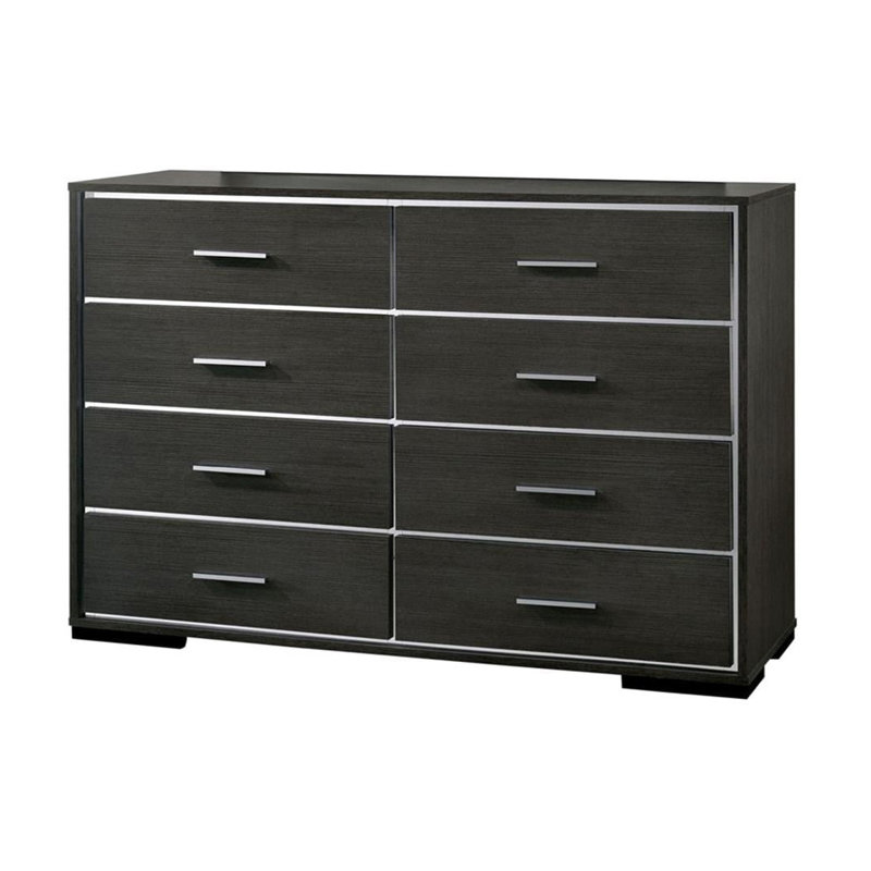Commode 8 tiroirs l 56,73 po gris chaud