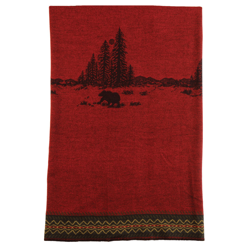 Wooded River Bear - Throw - 60x72, Wildlife Bear Throw Blanket for Cabin Living Room