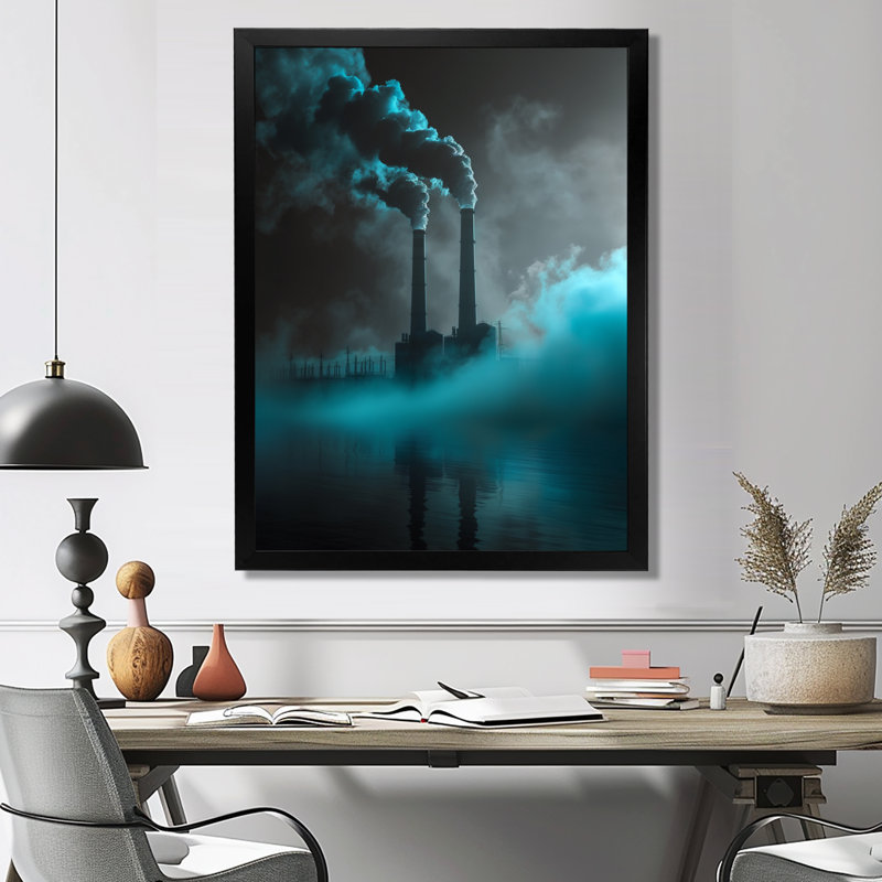Monochromes gris électrique centrale électrique paysage III - centrales électriques, impression d'art mural