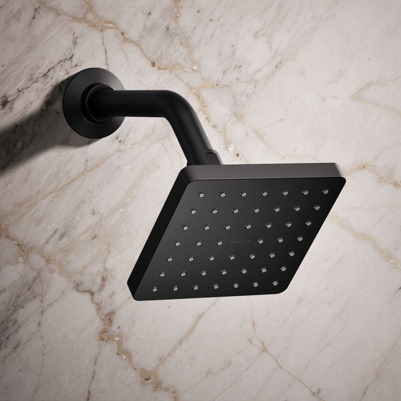 Parallel Single-Function Square Showerhead, Shower Head with One Spray, 2.5 GPM, Matte Black
