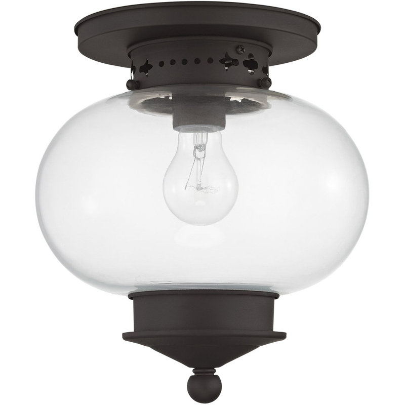 Glass Semi Flush Mount, Bronze