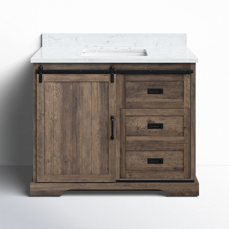 Ensemble de meuble-lavabo simple 42 po Cayden, Blanc de Carrare, Canella brun