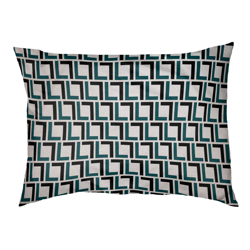 Coussin d'extérieur pour chien Tuileries, Grand (l 40 po x P 30 po x H 5 po), Blanc / vert minuit / noir