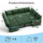 Canapé modulaire inclinable en U de 102 po Earp avec lit escamotable, rangement caché, ports USB et lumière DEL, canapé convertible multifonctionnel en chenille pour le salon-131202430