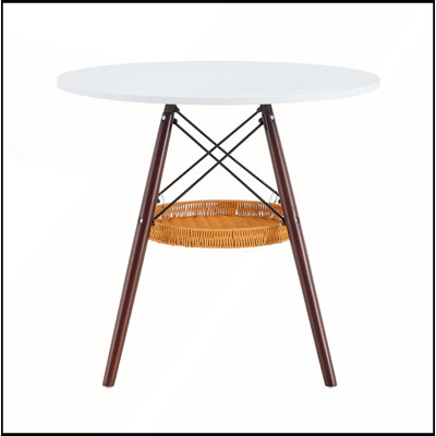 Table de salle à manger 31,5 pouces avec panier de rangement tissé pour petits espaces
