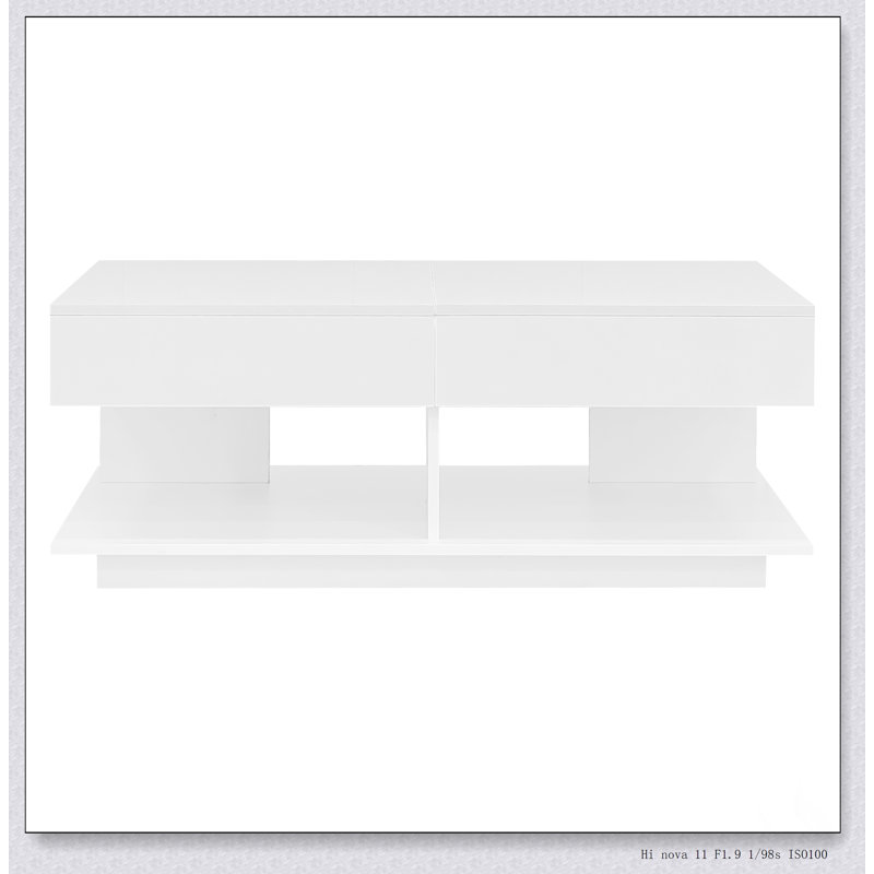 Table basse extensible de 41,3 po à 76,7 po avec plusieurs compartiments de rangement, multifonctionnelle et réglable pour le salon