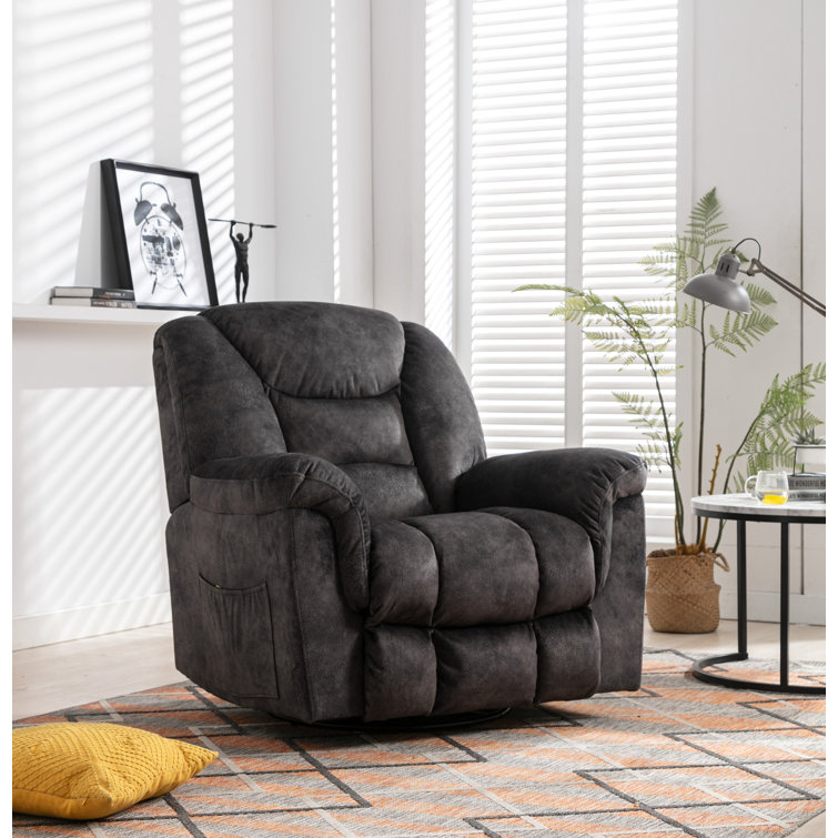 Flournory 39'' Wide Classic Super Soft And Oversize Swivel Manual Recliner