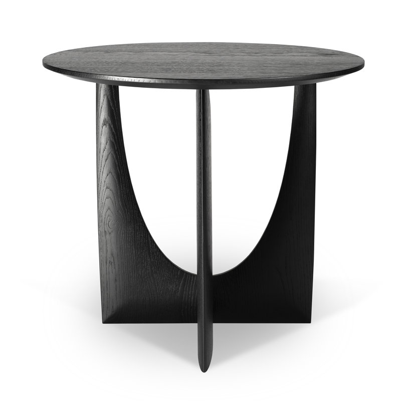 Geometric Solid Wood End Table, Black