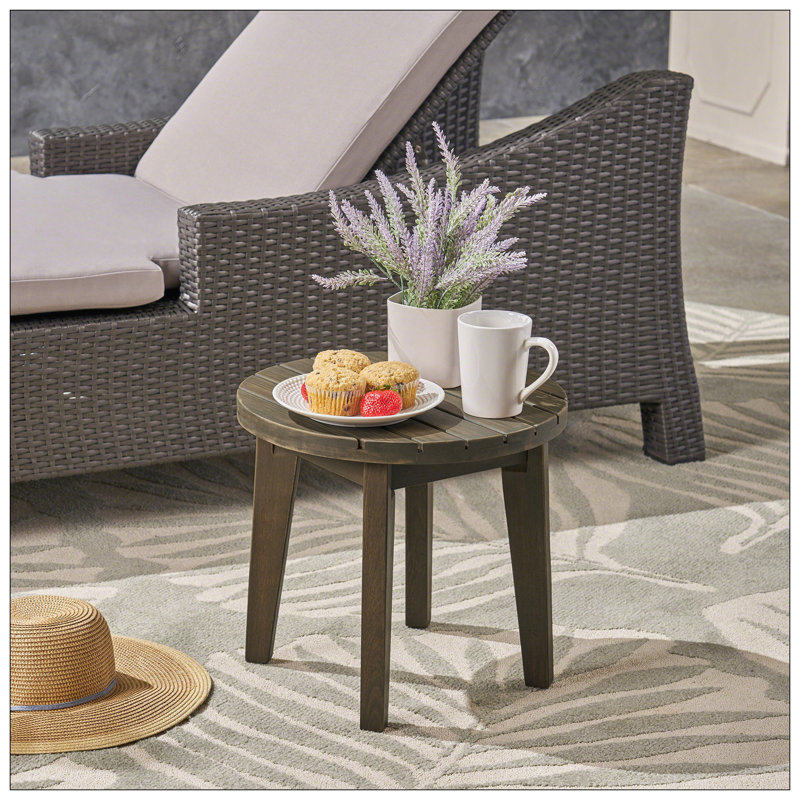 Table d'appoint d'extérieur en bois, Gris