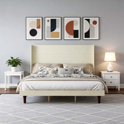 Lit de tête de lit haut de style, tête de lit haute de 54 po, haute qualité, conception à haut dossier confortable, idéale pour la lecture ou la détente, très grand, beige