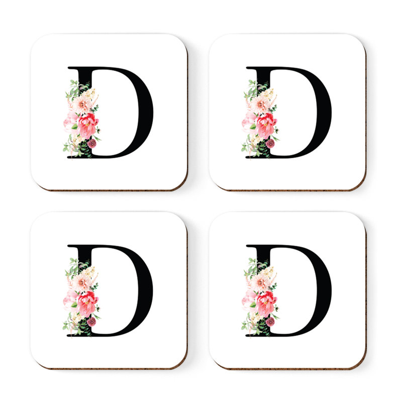 Sous-verre à motif floral rosé, D