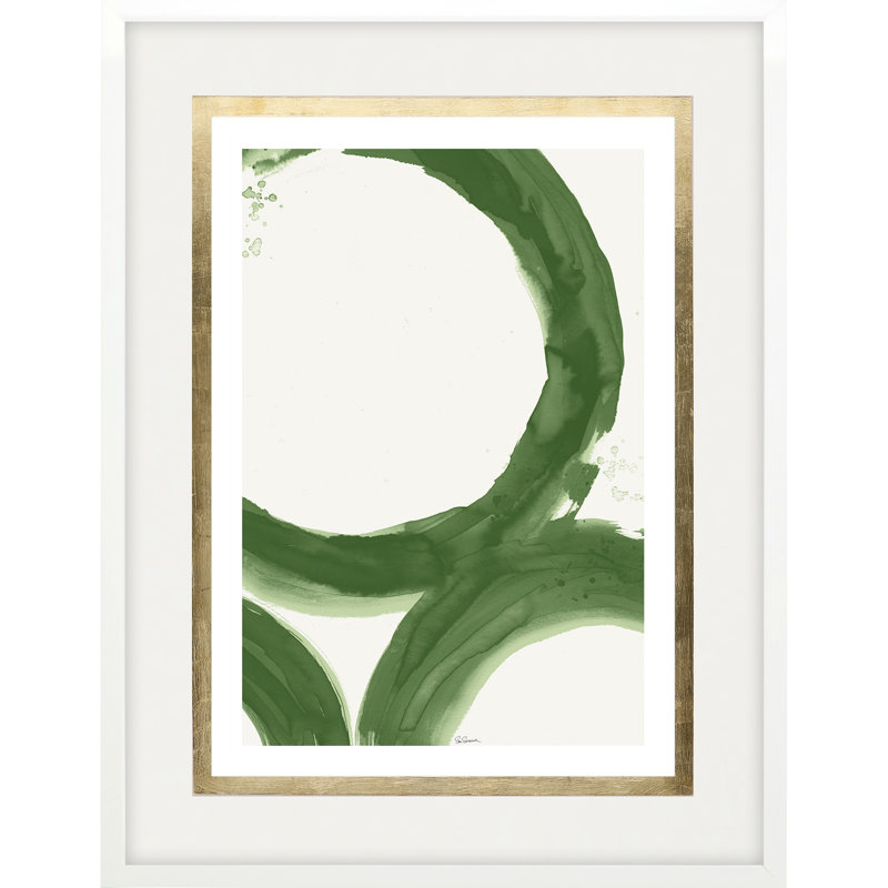 Green Abstract Antique Etching Poster with Silver Wood Frame