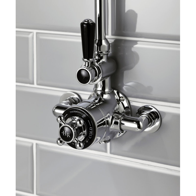 Topaz Double Exposed Thermostatic Shower Valve, Black