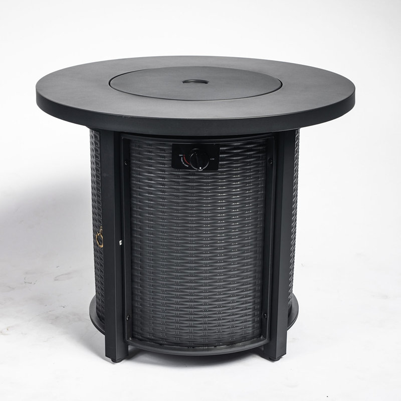 30" Propane Gas Fire Pit Table, 50000 BTU Round Steel Fire Pit for Outside Patio Deck Garden Courtyard-Black, 30"W