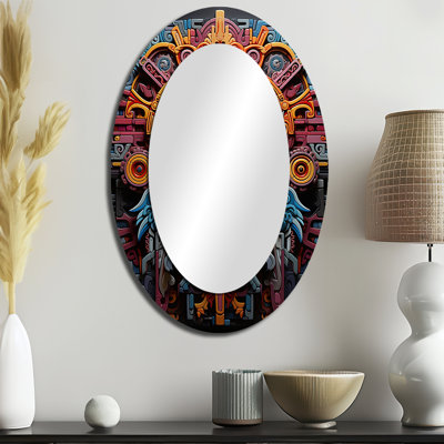 Miroir mural traditionnel bleu sarcelle et aztèque vibrant Mexique